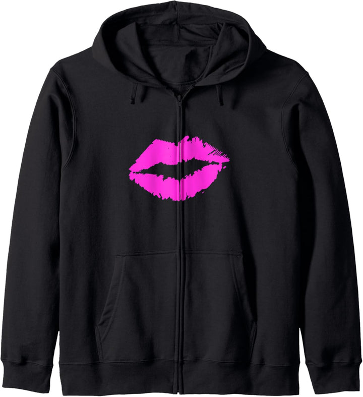 Lippen Kussmund Tshirt 80er 90er Jahre Motto Vintage Kapuzenjacke