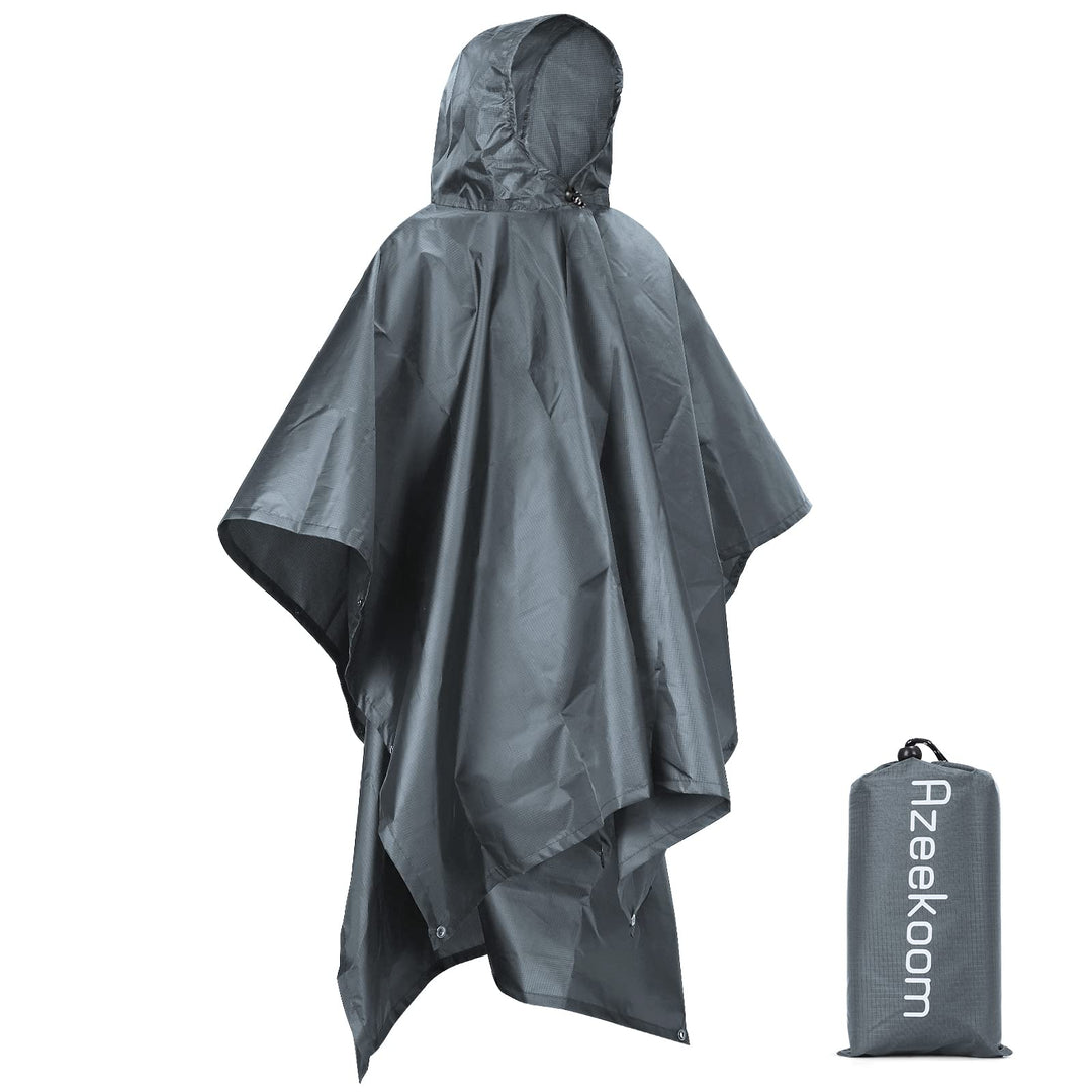 Azeekoom Regenjacke Regenponcho, Regenmantel Wasserdicht Unisex Camping Zelt Campingdecke 3 in 1 Mul