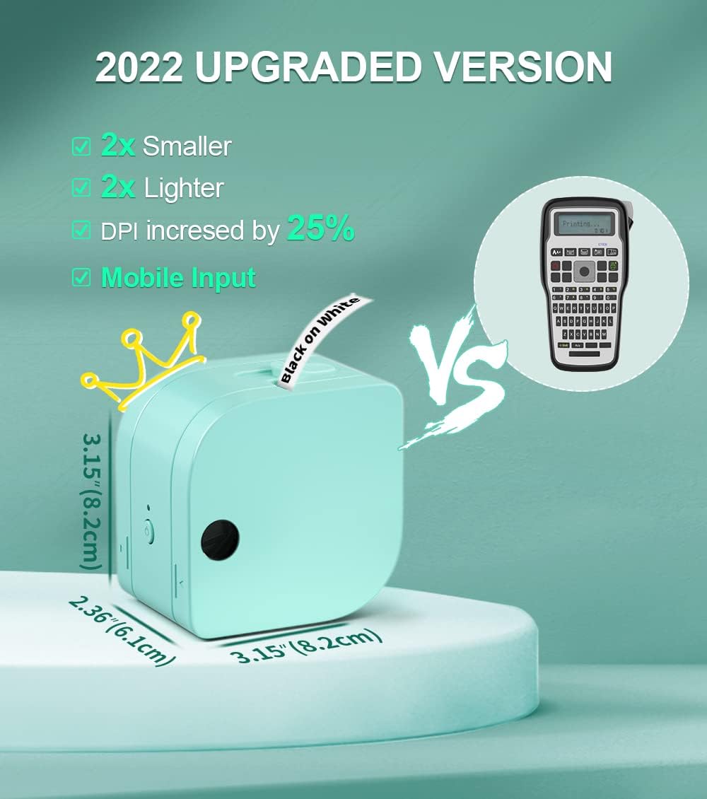 Phomemo Beschriftungsgerät Handgerät P12 Mini Bluetooth Etikettiergerät mit Etikettenband | Thermo-E