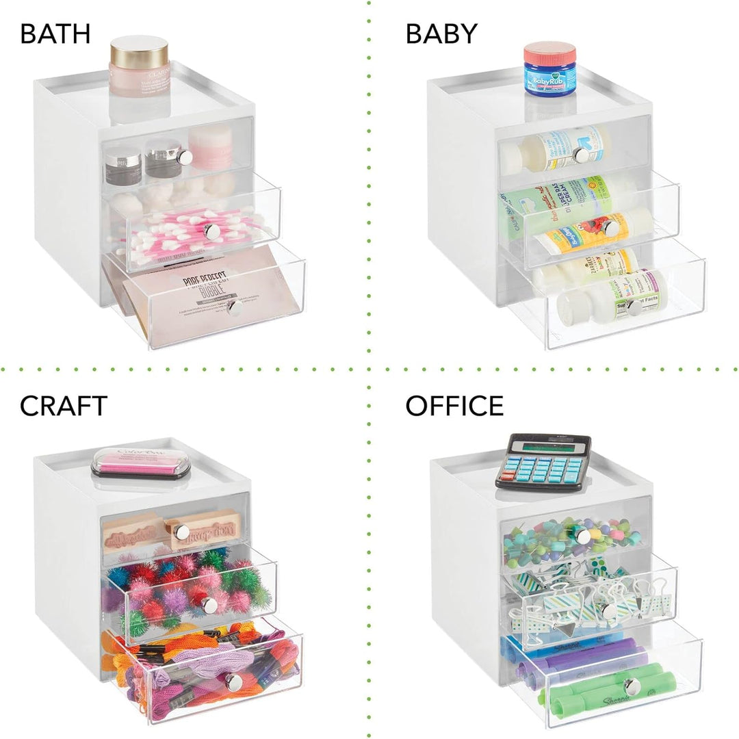 mDesign Make-up Organizer – Schminkaufbewahrung mit 3 Schubladen für Lidschatten, Lippenstift & Co.