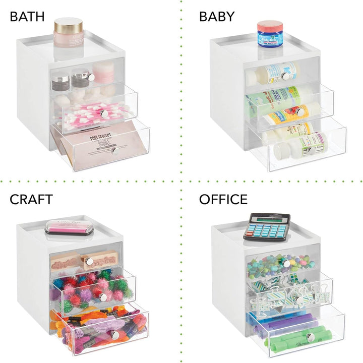 mDesign Make-up Organizer – Schminkaufbewahrung mit 3 Schubladen für Lidschatten, Lippenstift & Co.