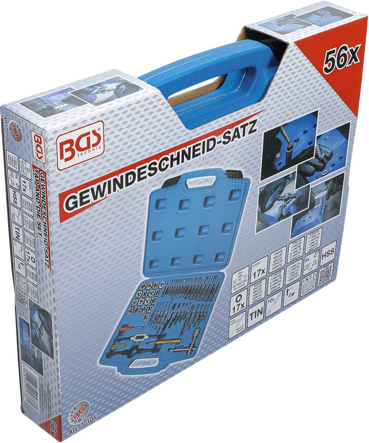 BGS 70105 | Gewindeschneid-Satz | Zoll | 1/4" - 1/2" | 56-tlg. Zollgrössen, Zollgrössen