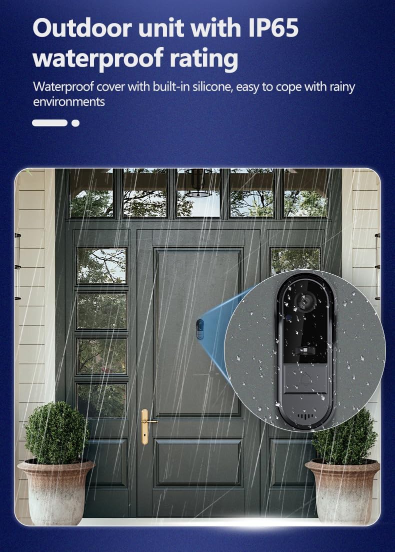 TKMARS Türklingel mit Kamera Video Türklingel Bluetooth Klingel mit 170° Weitwinkel-Sichtfeld, 800w