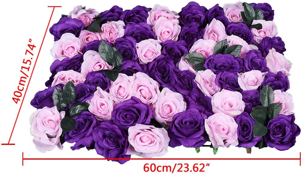 12x Künstliche Blumenwand, Rosenwand Seidenblume Hortensieblumenwand Hintergrund mit Blatt für Hochz
