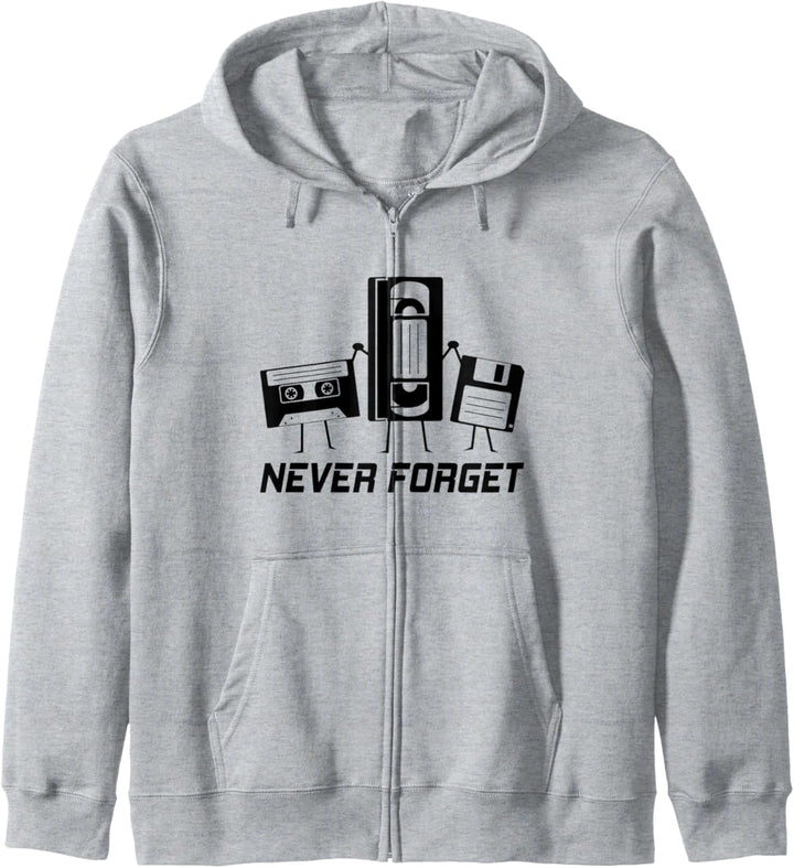 Never Forget Audio VHS Kassette Diskette I Vintage Kapuzenjacke