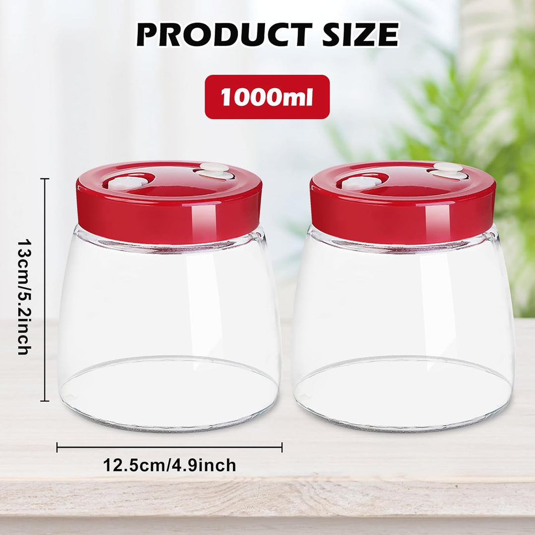 Gärglas,2 Stück1000ml Fermentierglas,Sauerteig Glas,Glas Fermentier,Gläser Fermentier,Sauerteig Star