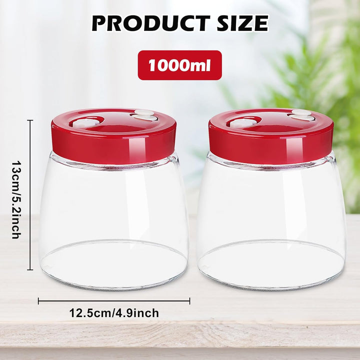 Gärglas,2 Stück1000ml Fermentierglas,Sauerteig Glas,Glas Fermentier,Gläser Fermentier,Sauerteig Star