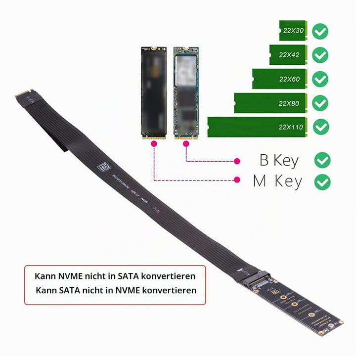 NFHK NGFF M-Key NVME Stecker auf Buchse Verlängerung PCI Express Kabel 30cm PCI-E 4.0 für Mainboard