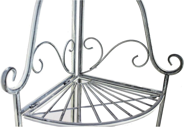 DanDiBo Eckregal Romance 20113 Regal aus Metall 125 cm Badregal Antik Grau Küchenregal
