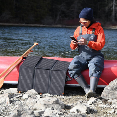 Solarpanel 60W,Solar Ladegeräte Tragbare QC3.0 USB-A PD3.0 USB-C Ausgang faltbar IP65 wasserdicht St