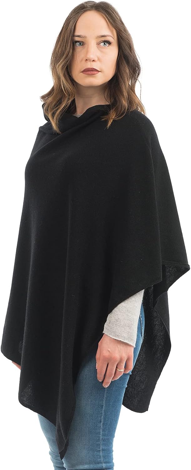 Dalle Piane Cashmere - Poncho aus Kaschmir-Gemisch - Made in Italy - Damen Einheitsgrösse Schwarz, E