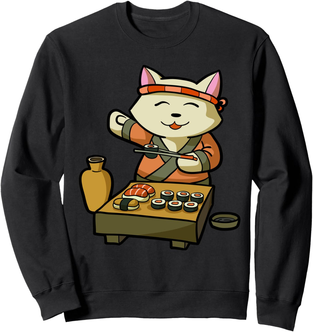 Sushi Master Cat Kawaii Japanische Lustige Anime Neko Sweatshirt