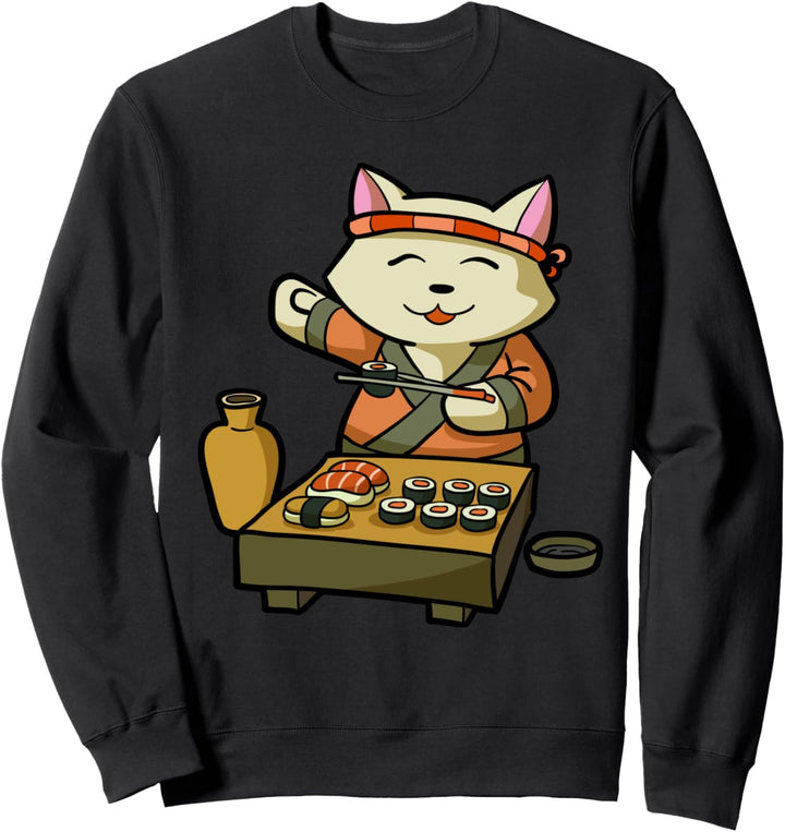 Sushi Master Cat Kawaii Japanische Lustige Anime Neko Sweatshirt