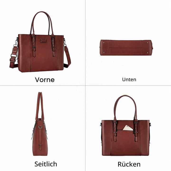 MOSISO Laptop Tasche (17-17,3 Zoll),PU Leder Umhängetasche Tragetasche Aktentasche Handtasche Kompat