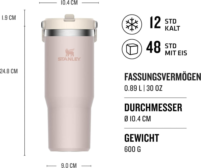 Stanley IceFlow Flip Straw Trinkflasche mit Strohhalm 0.89L - Thermosflasche Hält 12+ Stunden Kalt -