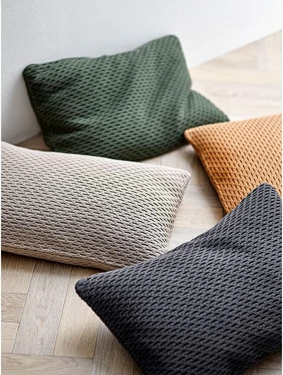 Södahl Wave Knit Kissen, Sofakissen/Dekokissen aus Baumwolle & Wolle, 40 x 60 cm, Waldgrün 60 x 40 x