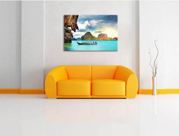 Pixxprint Thailand Phuket Playa Paradisiaca als Leinwandbild | Grösse: 100x70 cm | Wandbild| Kunstdr