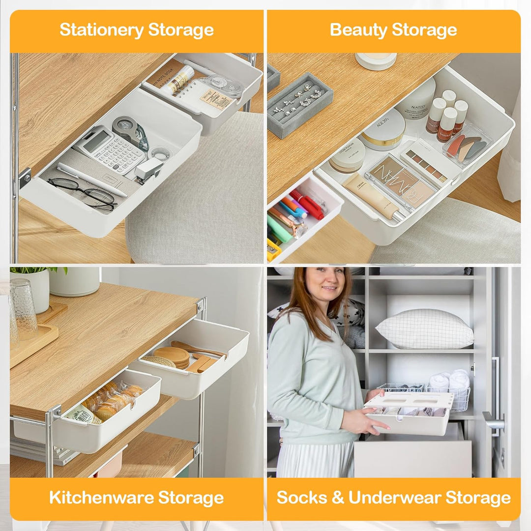 3 Stück Schublade unter Schreibtisch, Versteckte Schubladenbox, Schubladen Organizer Aufbewahrungsbo