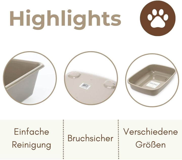 GarPet Katzenklo in 5 Grössen Katzentoilette ohne Deckel Katzen WC Schalentoilette Klo grau eckig hy