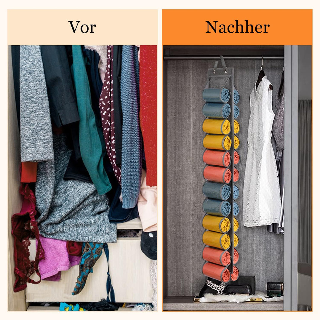 Lirex Leggings Aufbewahrungsbox, Hängender Yoga Aufbewahrungs Organizer mit 24 Taschen Faltbarer Oxf