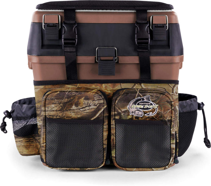 Angelkoffer Angelbox Angeltasche gepolsterte Sitzkiepe Sitzfunktion Gerätekasten mit Rucksackfunktio