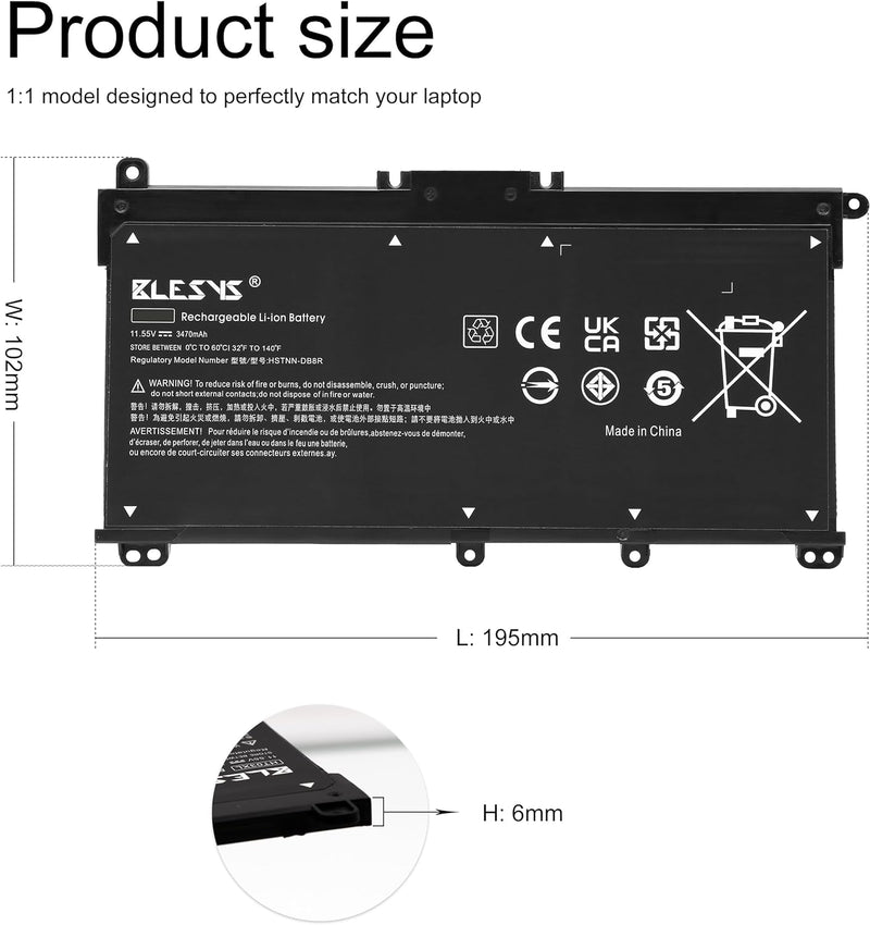 BLESYS Akku für HP Laptop 15-da0xxx 15-da1xxx 15-da0103ng 15-da0105ng 15-da0107ng 15-da0326ng 15-da1