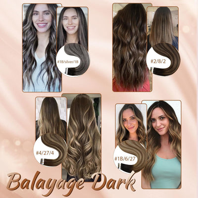 Hetto Echthaar Tape in Extensions Balayage Braun Tape Haarverlangerung Remy Echthaar Tape in Extensi