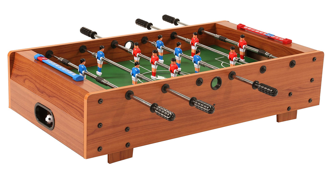 Mini-Kickertisch als praktische Auflage für Tisch oder Boden mit kindersicheren Teleskopstangen Grös