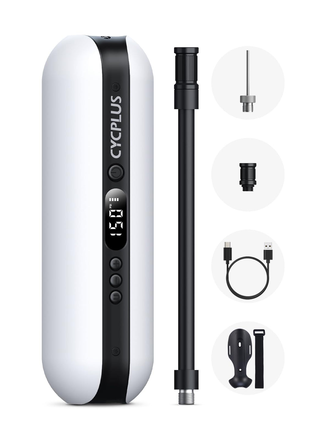 CYCPLUS Luftpumpe 150PSI Elektrischer Kompressor Tragbar Fahrradpumpe Mini Reifenpumpe mit Digital L