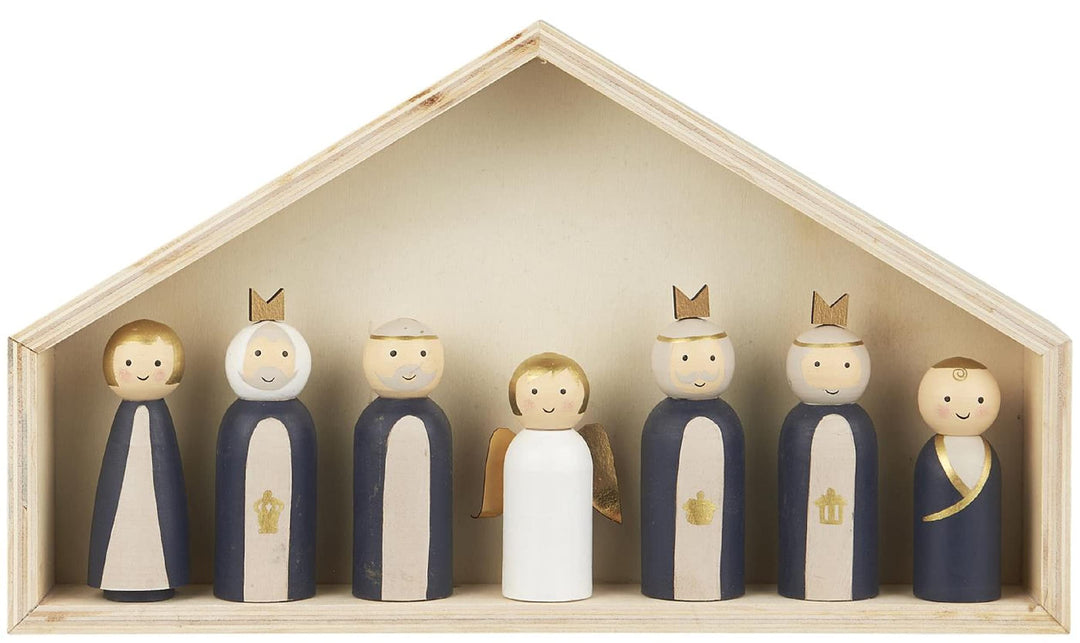 IB Laursen Weihnachts Krippe mit 7 Holz Figuren Set Krippen Weihnachten Deko