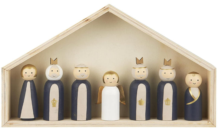 IB Laursen Weihnachts Krippe mit 7 Holz Figuren Set Krippen Weihnachten Deko