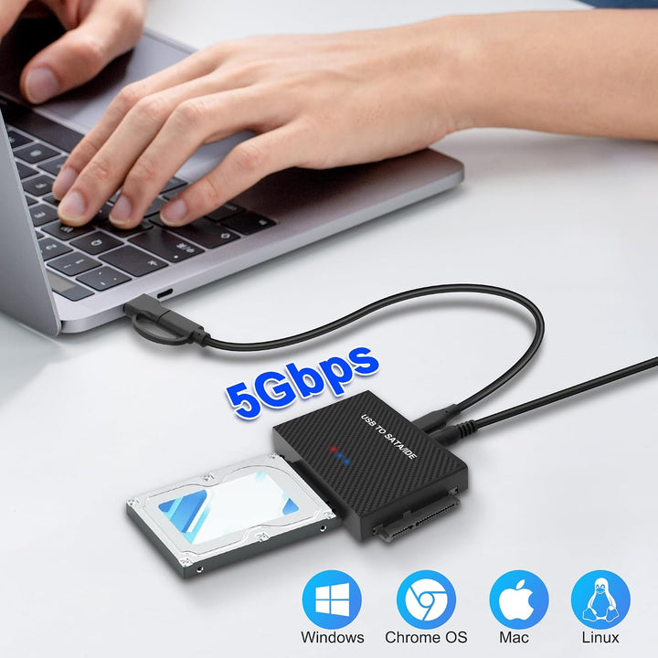 MEIRIYFA USB 3.0 auf SATA/IDE Konverter Adapter, IDE SATA auf USB + Typ C Externe Festplatte Adapter