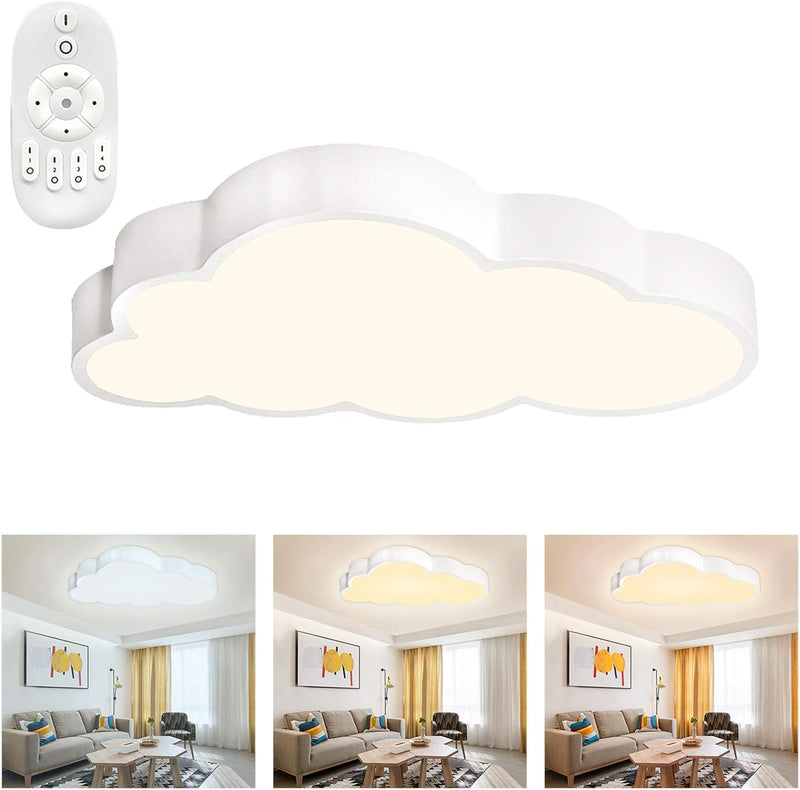 Froadp 48W Wolken Deckenleuchte LED Ultradünne Dimmbar mit Fernbedienung Jungen Und Mädchen Cartoon