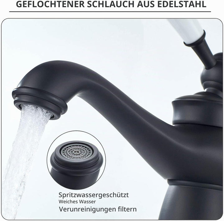 Namuoto Wasserhahn Bad Schwarz Wasserhahn für Bad Waschbecken Armaturen Waschtischarmatur, Einzelne