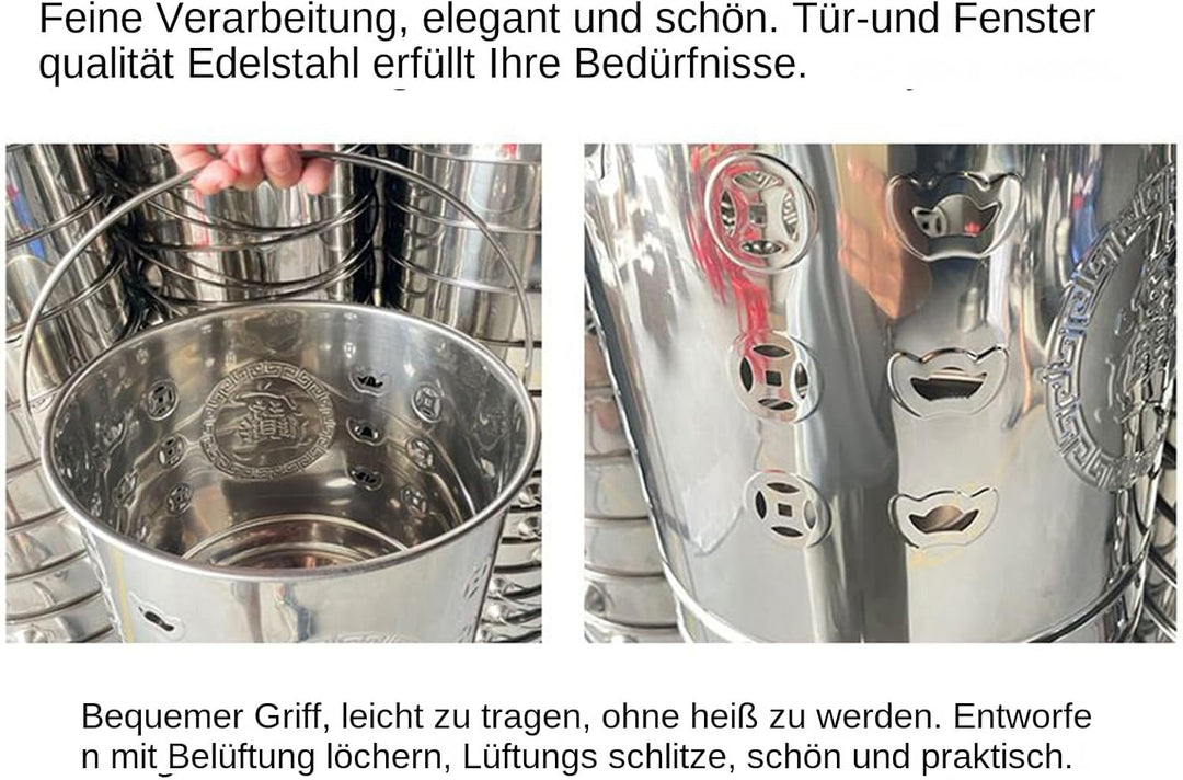 Feuertonne für den Gartenabfall mit Deckel und Schürhaken, Edelstahl Feuer Verbrennungstonne für Lau
