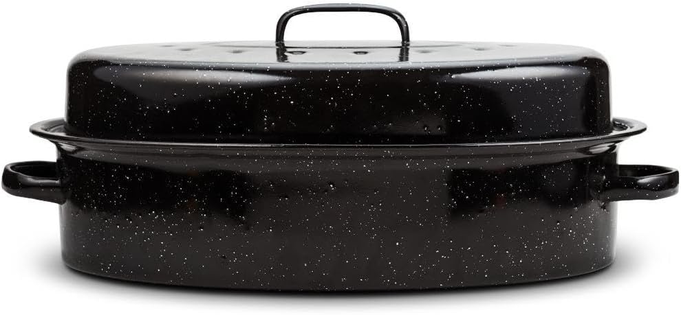 NAVA Schmortopf Bratentropf Bräter mit EMAILLE-BESCHICHTUNG mit Deckel 37x26,5x14 cm | 5l