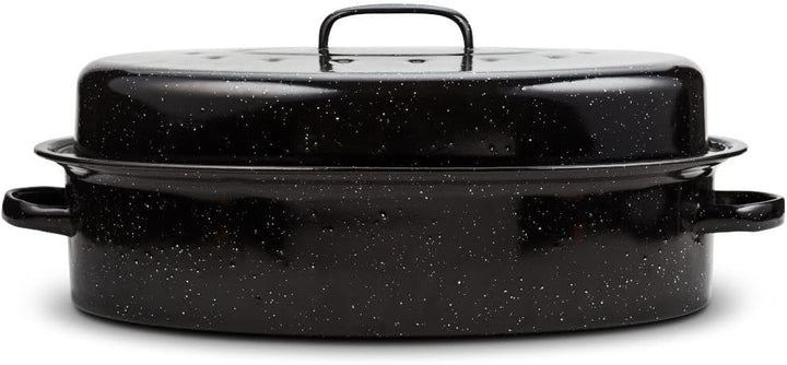 NAVA Schmortopf Bratentropf Bräter mit EMAILLE-BESCHICHTUNG mit Deckel 37x26,5x14 cm | 5l