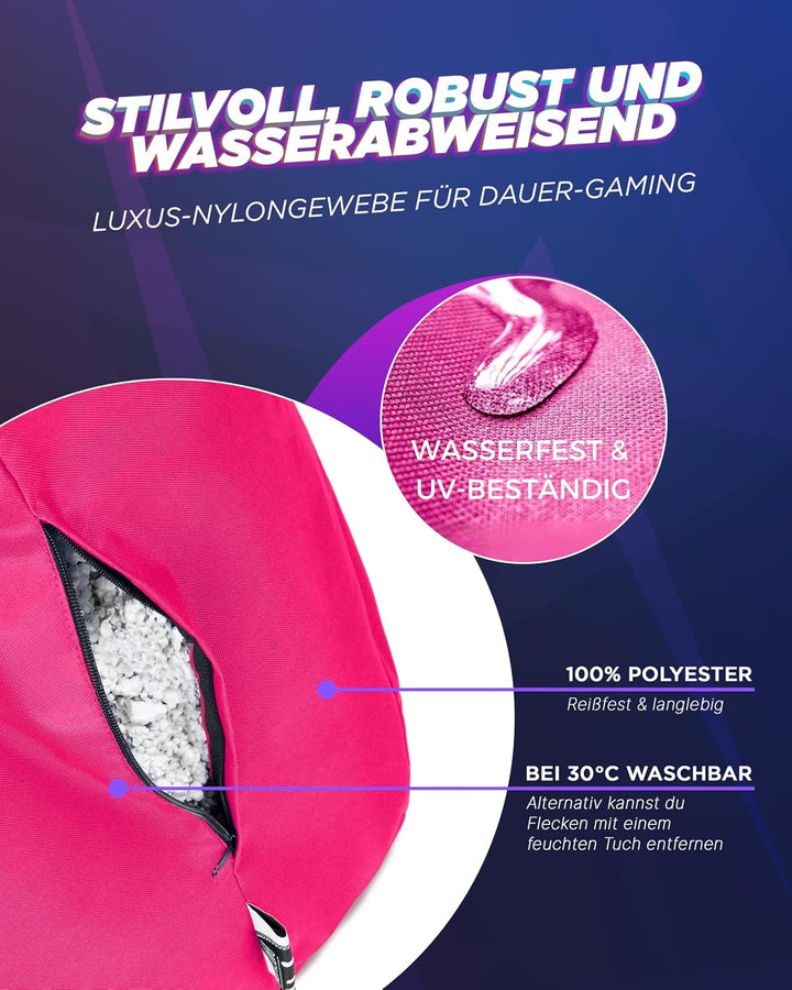 PATCH HOME Gamer Sessel mit Reissverschluss Lounge Kissen Sitzsack Sitzkissen Bean Bag In & Outdoor