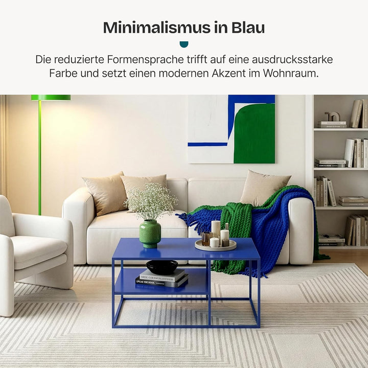 [en.casa] Couchtisch Solund Beistelltisch Metall Wohnzimmertisch mit Stauraum Sofatisch rechteckig K