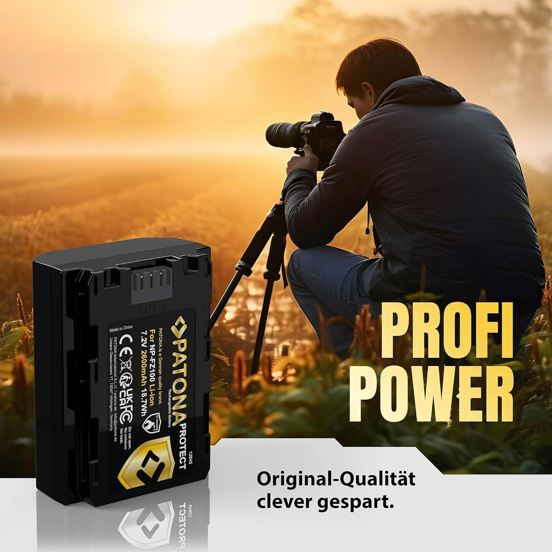 PATONA Protect NP-FZ100 Kamera-Akku 2X (2400 mAh) mit V1 Gehäuse 2x NP-FZ100 Protect, 2x NP-FZ100 Pr