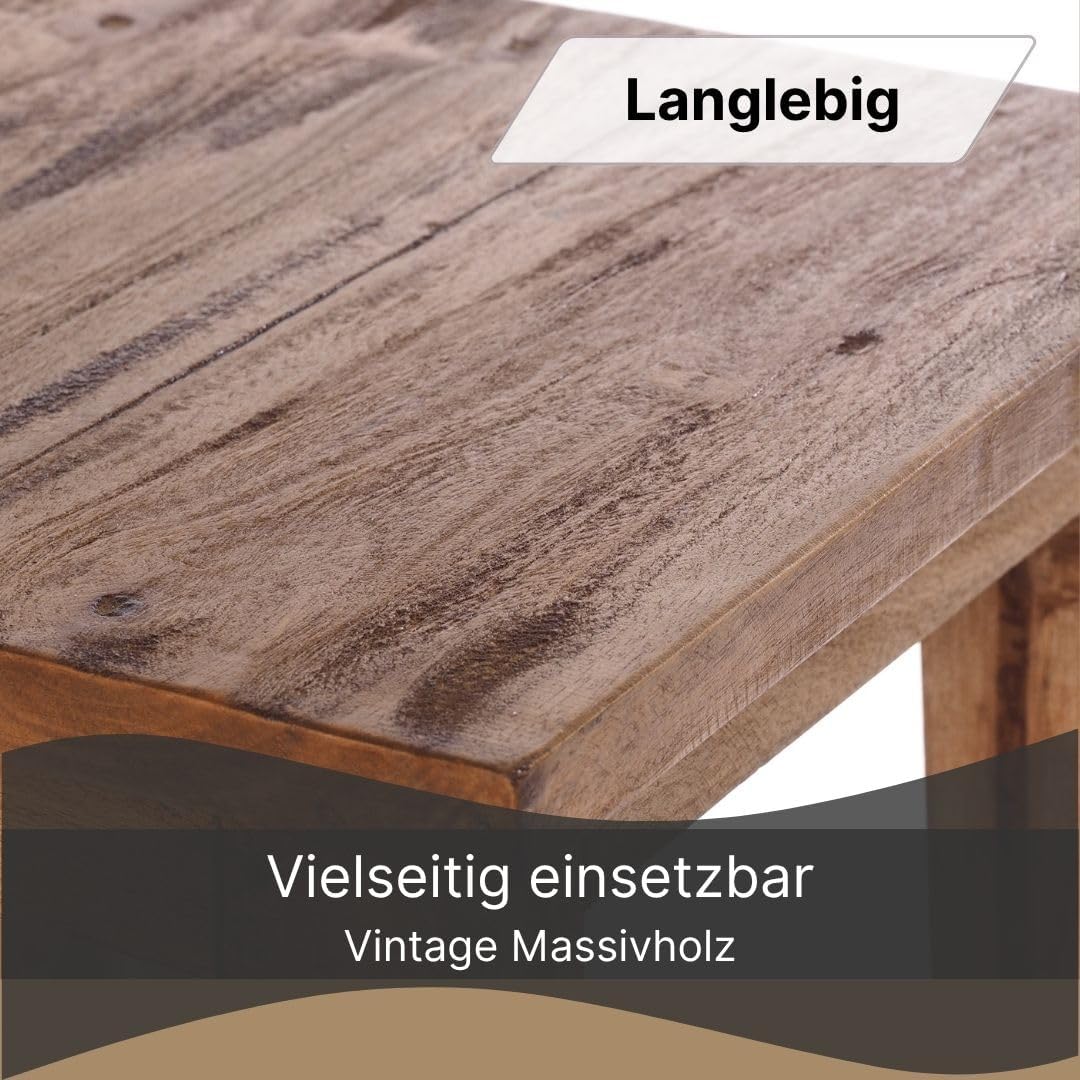 DESIGN DELIGHTS RUSTIKALER Holz SITZHOCKER Madero | 48x30x30 cm (HxBxT), Recyclingholz | Holzhocker