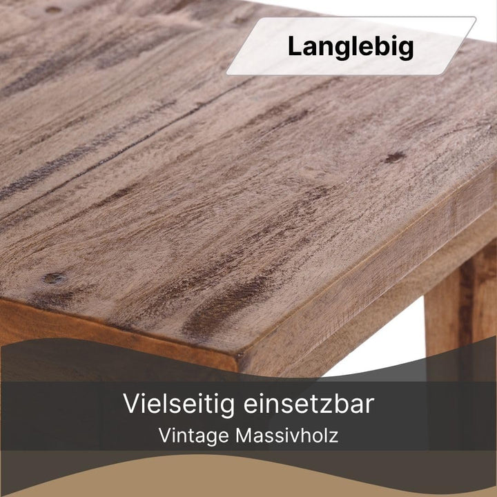 DESIGN DELIGHTS RUSTIKALER Holz SITZHOCKER Madero | 48x30x30 cm (HxBxT), Recyclingholz | Holzhocker