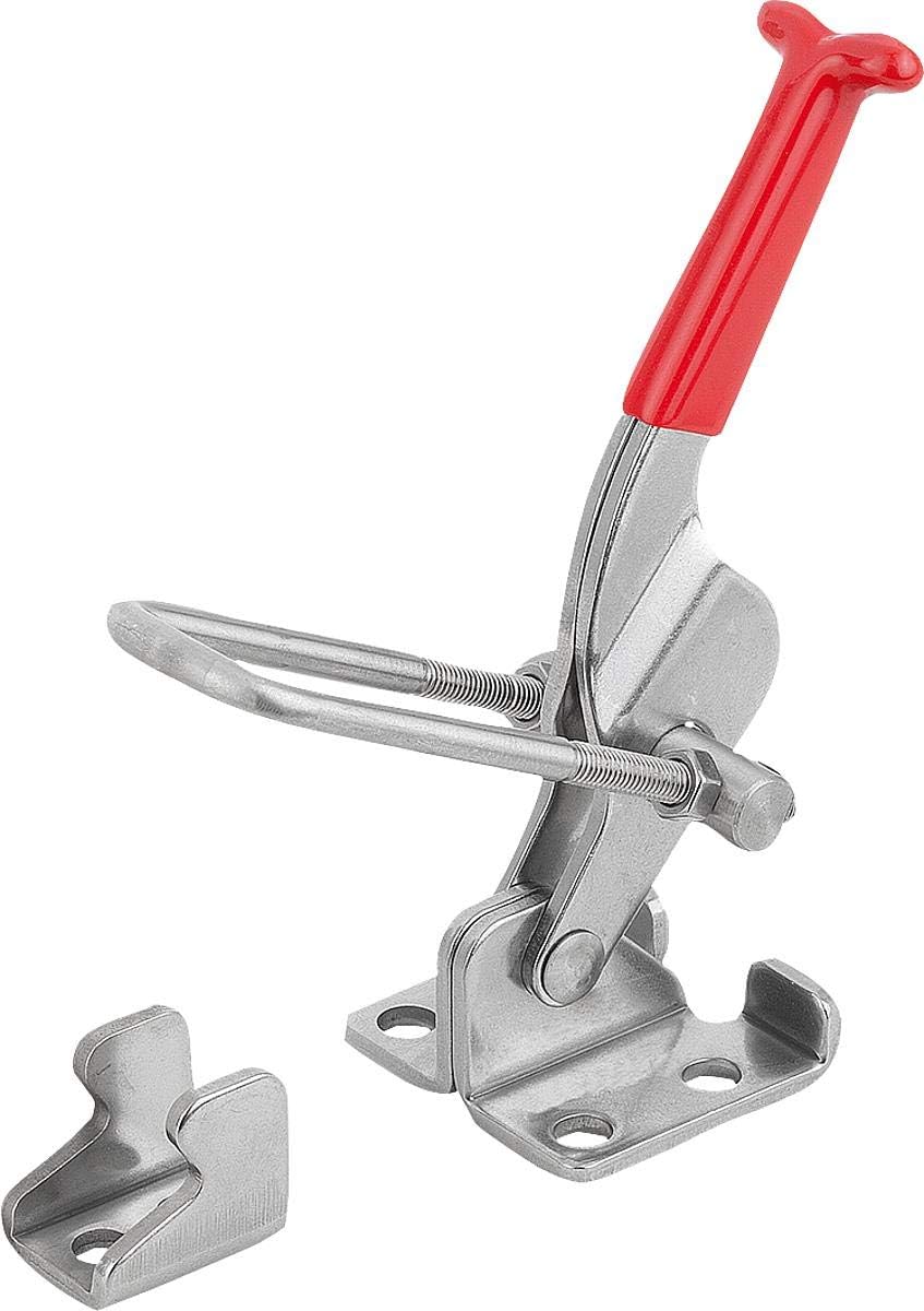 KIPP Bügelspanner horizontal mit Gegenhalter und waagrechtem Fuss - L=45mm - 1 Stück Spannweg L2: 45