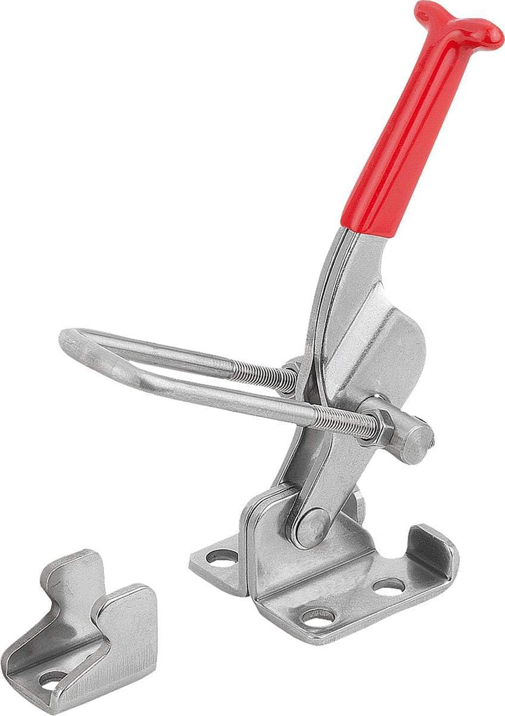 KIPP Bügelspanner horizontal mit Gegenhalter und waagrechtem Fuss - L=45mm - 1 Stück Spannweg L2: 45