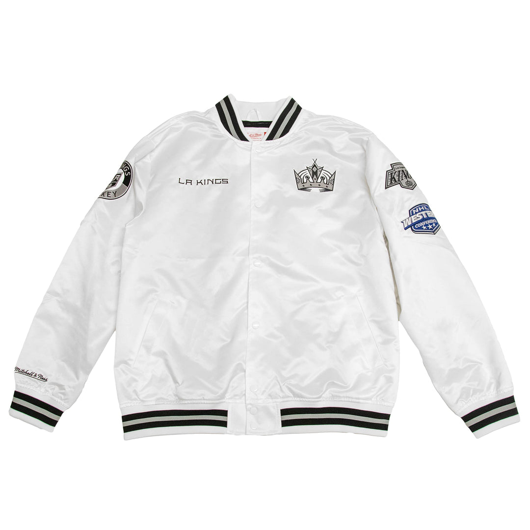 Mitchell & Ness NBA Hometown LW Satin Jacket, White M White, Los Angeles Kings, M White, Los Angeles
