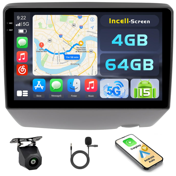 Hikity Android 15 4+64G Autoradio für Toyota Vitz XP10 Yaris Platz Echo 1999-2005 mit 9 Zoll Incell