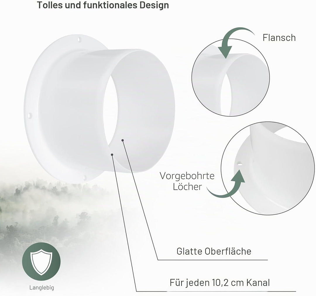 Vent Systems 100 mm 3 Stück Lüftungskanalverbinder Flansch gerade Lüftungsrohr Kunststoff Kanalverbi