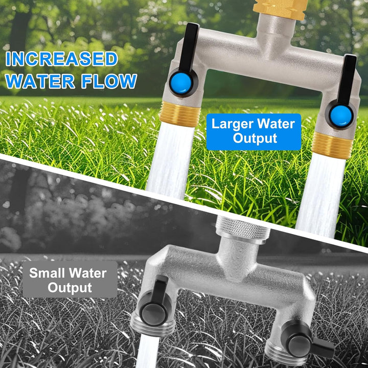 2-Wege Verteiler [Grosser Durchfluss], 3/4 Zoll Wasserhahn Wasserverteiler aus Vernickeltem Messing,
