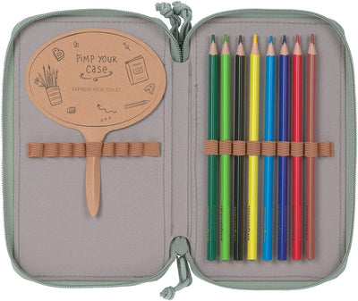 LÄSSIG Federmäppchen befüllt 20-teilig / School Triple Pencil Case Unique Gelb, Gelb