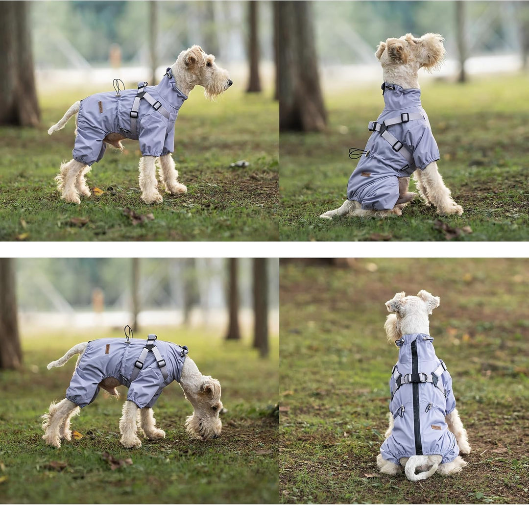 Hundegeschirr-Regenmantel, verstellbare 4 Beine, Hunde-Regenjacke mit Geschirr, reflektierender Over